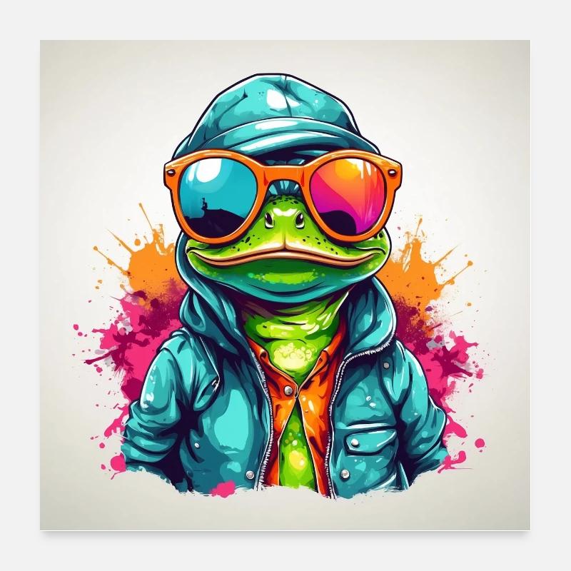 Grenouille cool avec des lunettes de soleil Poster 60 x 60 cm