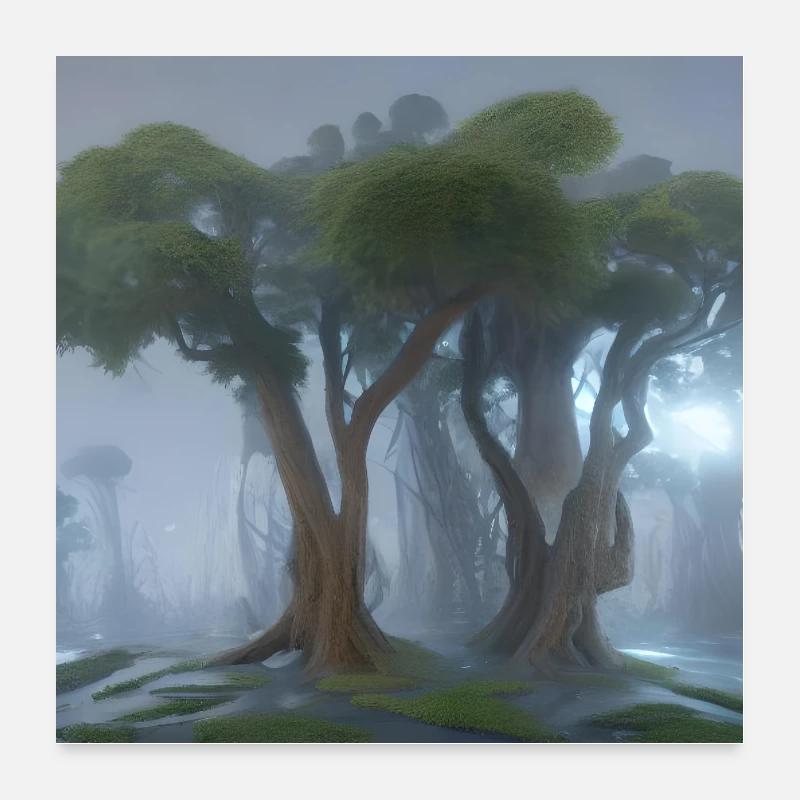 Baumgruppe - Poster 60x60 cm - Weiß