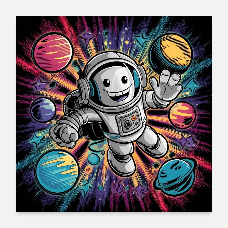 Petit robot en tant qu’astronaute dans l’espace Poster 60 x 60 cm