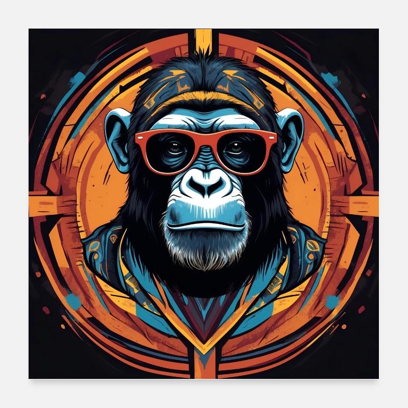Cooler Schimpanse mit Sonnenbrille Poster 60x60 cm