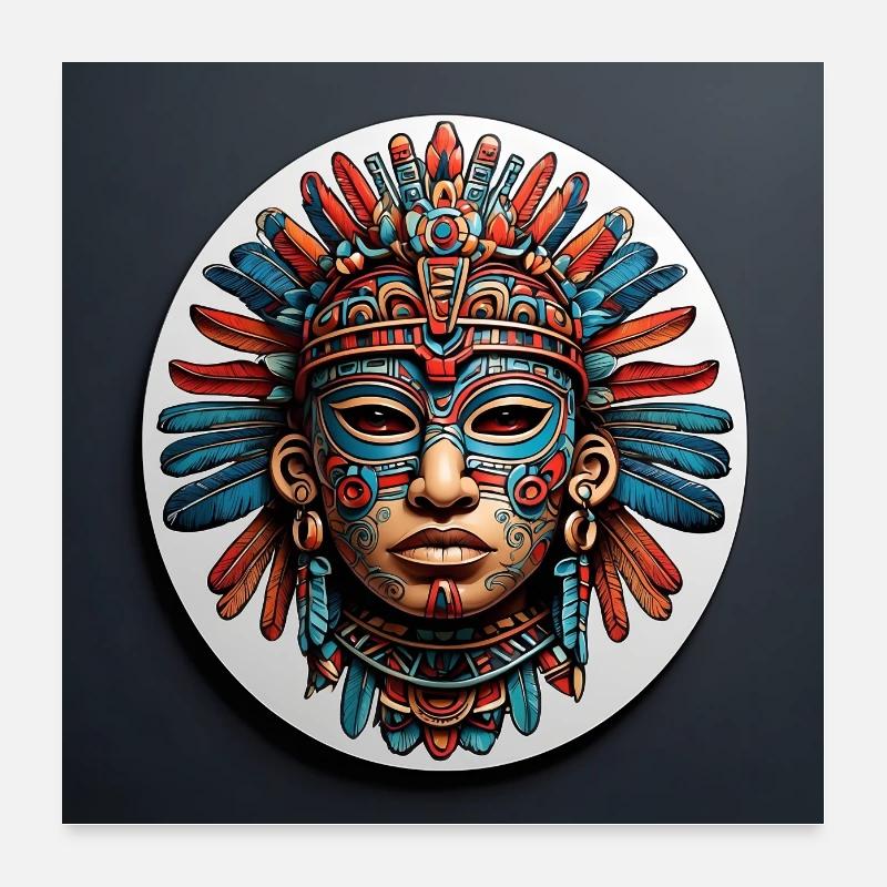 Masque maya, inca, aztèque Poster 60 x 60 cm