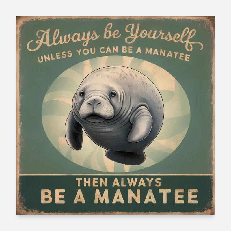 Be yourself or be a Manatee Wisdom Poster 24" x 24" (60x60 cm)