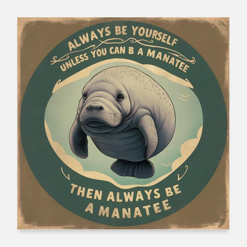 Be yourself or be a Manatee Wisdom Poster 24" x 24" (60x60 cm)