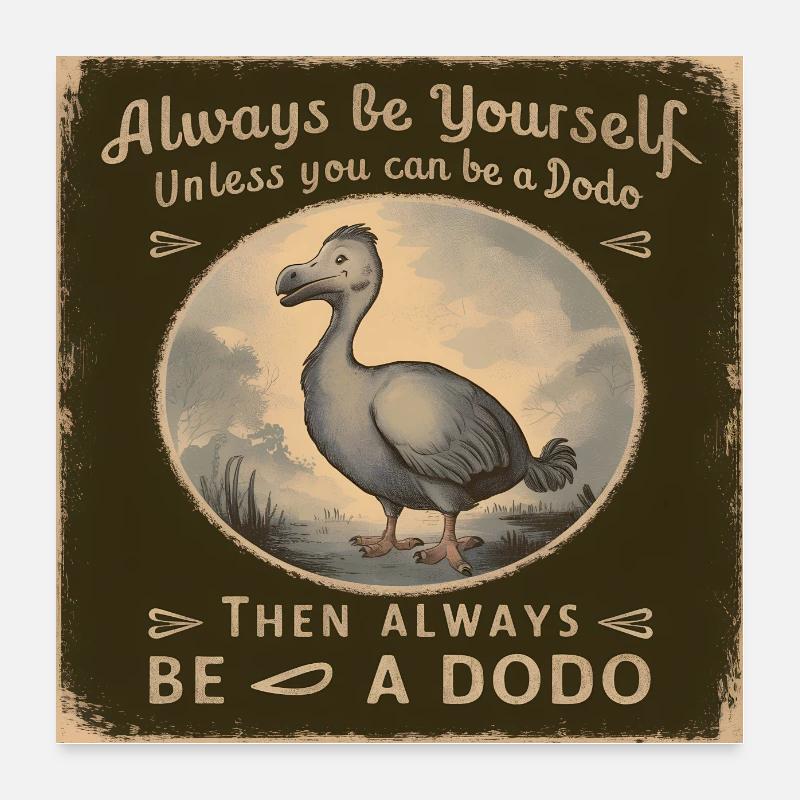 Be Yourself or Be a Dodo Vintage Design Poster 24" x 24" (60x60 cm)