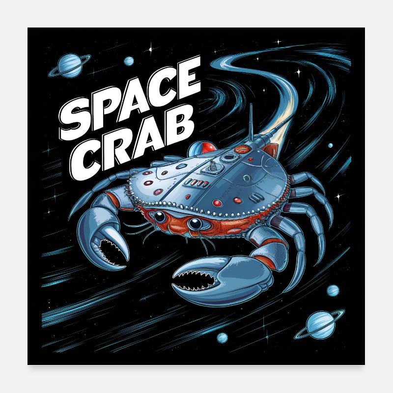 Space Crab Weltraumkrabbe als Raumschiff Poster 60x60 cm