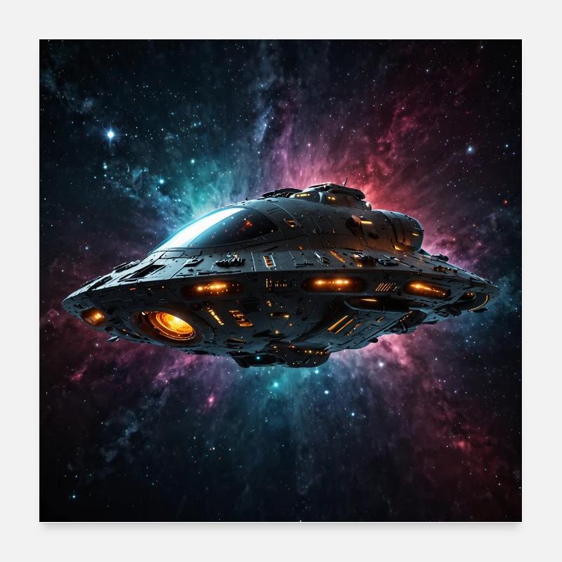 Raumschiff in den Weiten des Weltalls Poster 60x60 cm