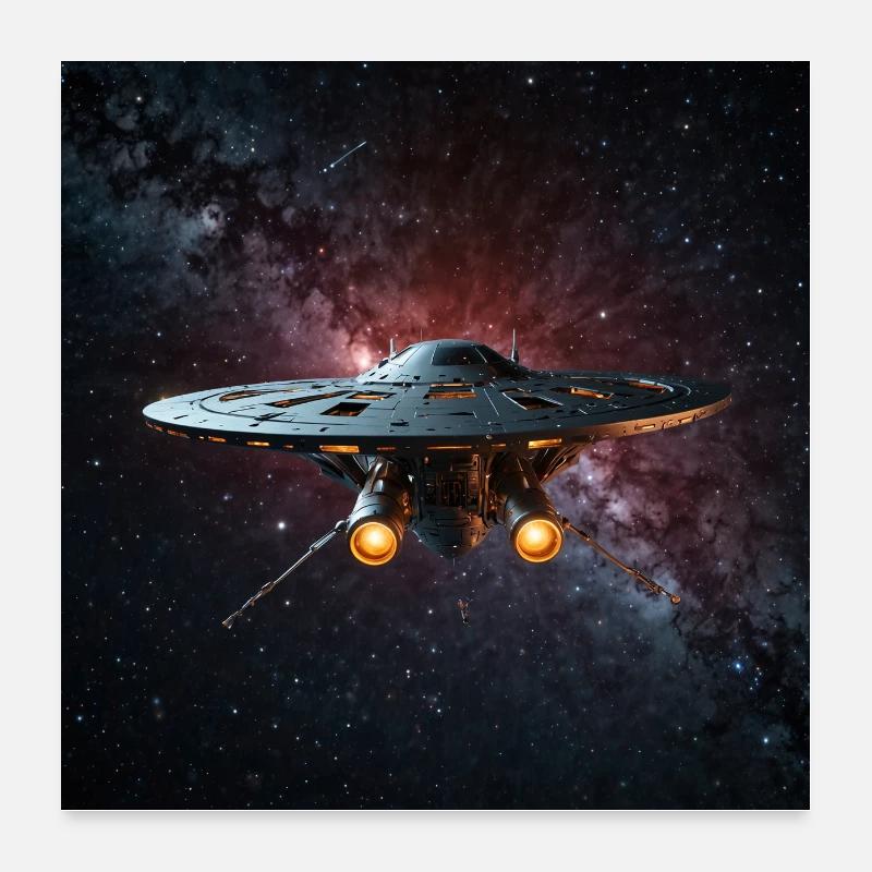 Raumschiff in den Weiten des Weltalls Poster 60x60 cm