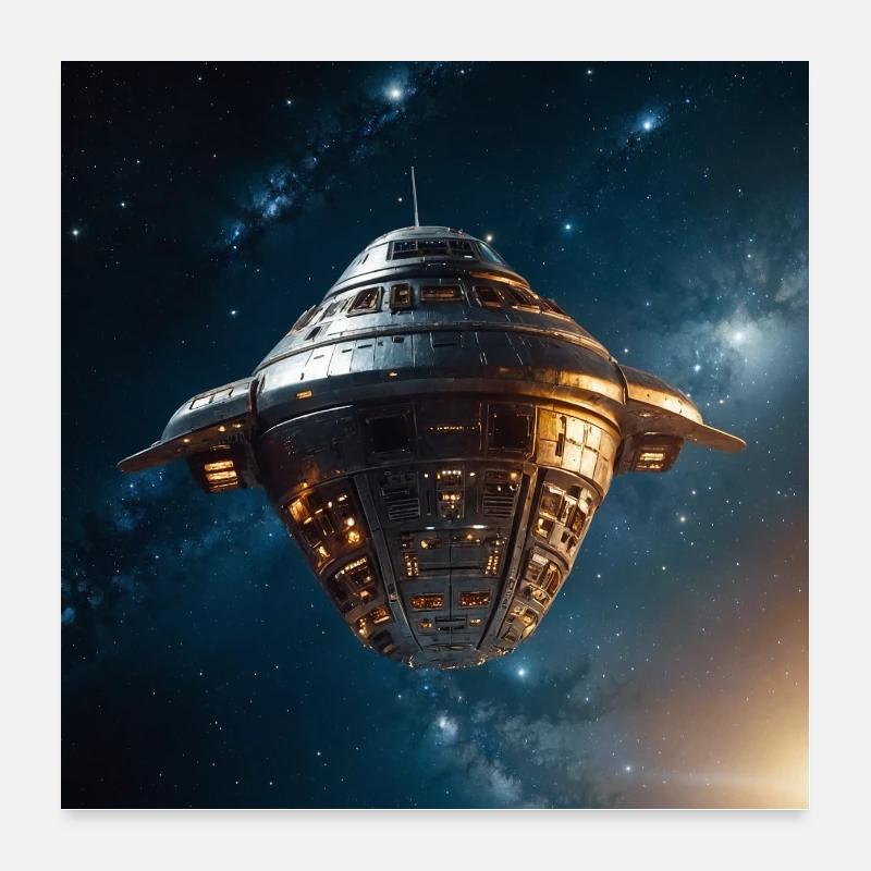 Vaisseau spatial dans l’immensité de l’espace Poster 60 x 60 cm
