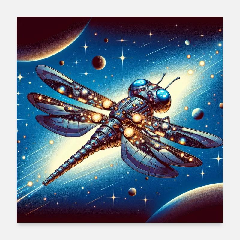 Plakat Raumschiff Libelle Libellenraumschiff Poster 60x60 cm