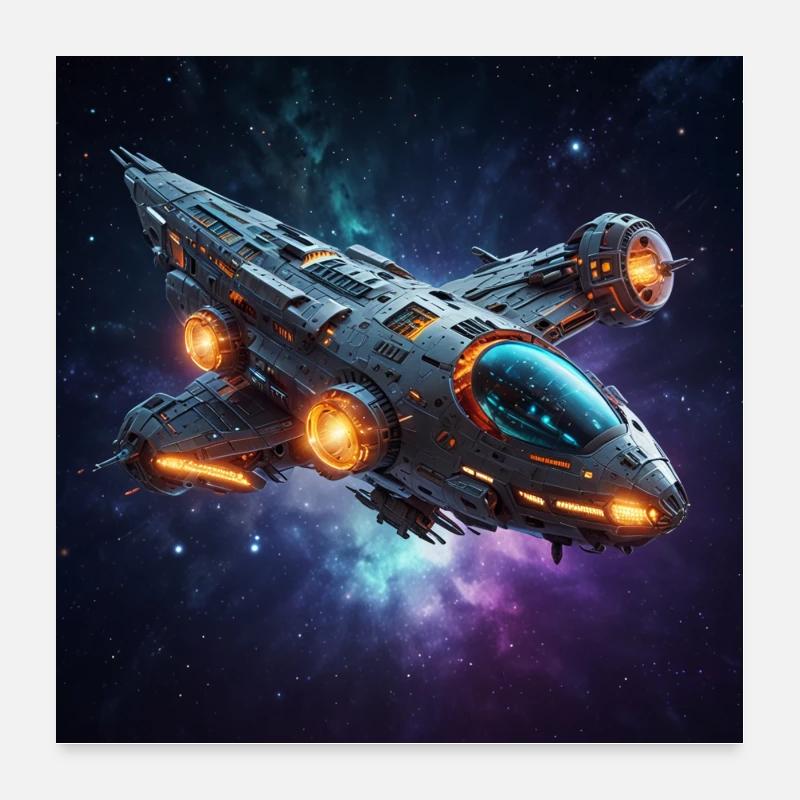 Spaceship on its way in space to distant planets Poster 24" x 24" (60x60 cm)