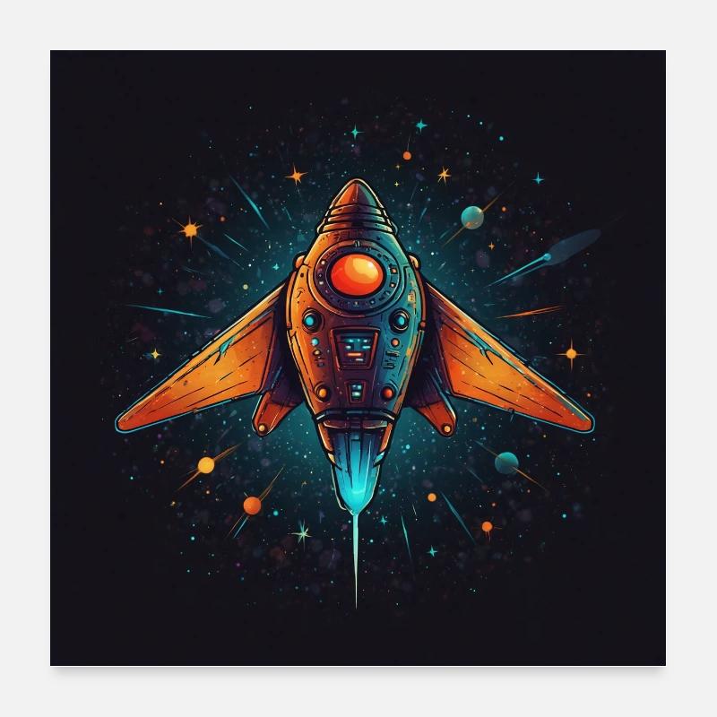 Un vaisseau spatial en route dans l’espace vers des planètes lointaines Poster 60 x 60 cm
