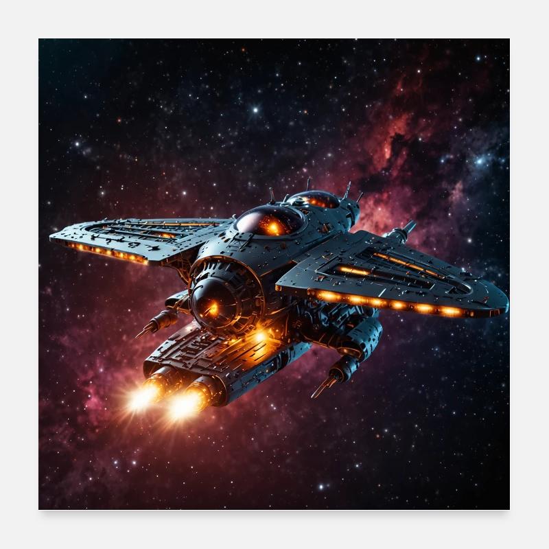 Spaceship on its way in space to distant planets Poster 24" x 24" (60x60 cm)