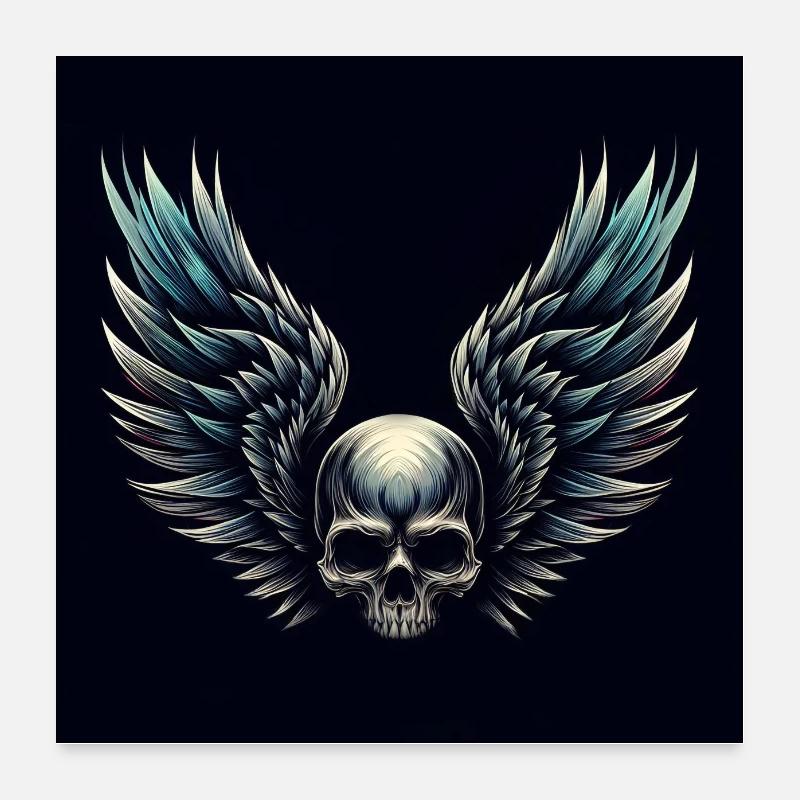 Skull with wings (black) Poster 24" x 24" (60x60 cm)