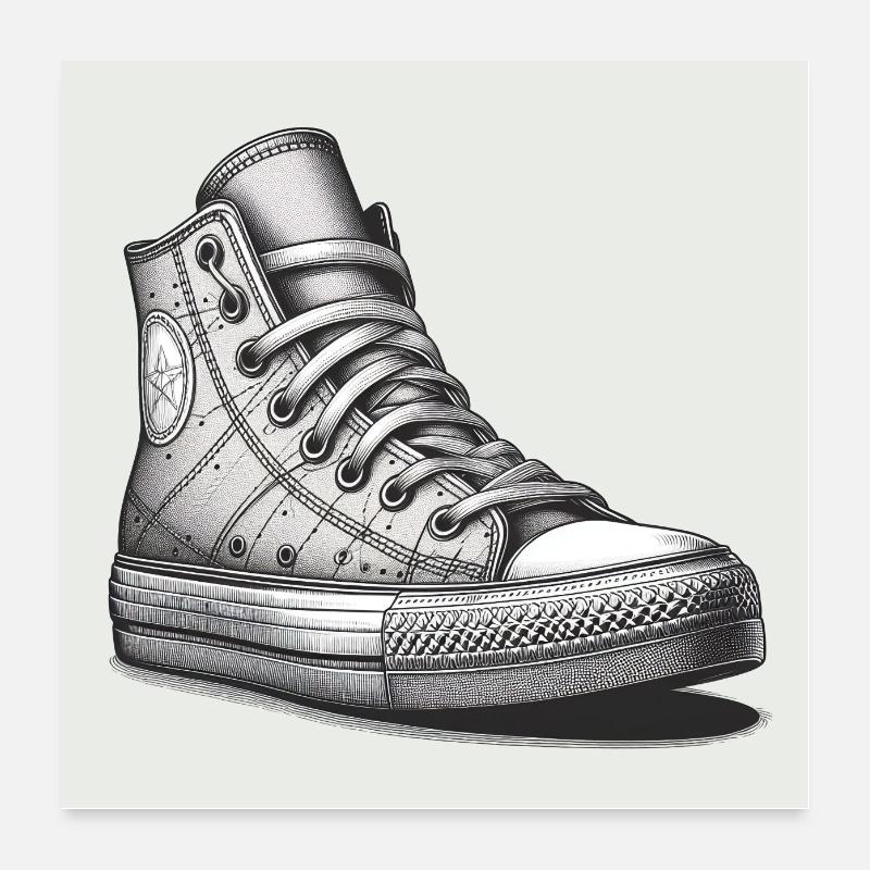 Sneaker in Schwarz-weiss Poster 60x60 cm