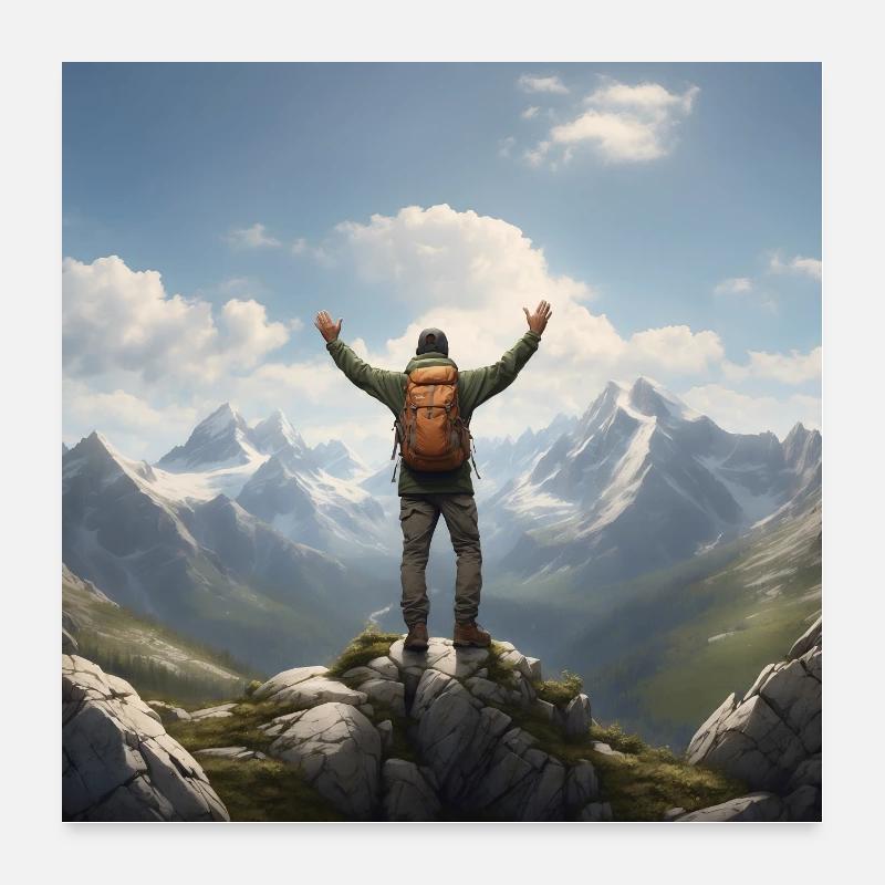 Let's get out - into nature - on the mountains Poster 24" x 24" (60x60 cm)