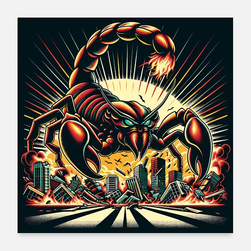 Un scorpion géant dans les rues détruit la ville Poster 60 x 60 cm