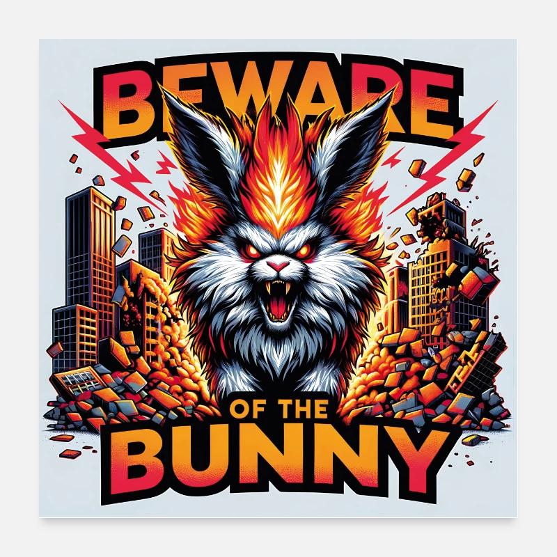 Beware of the Bunny Rabbit Disaster Poster 24" x 24" (60x60 cm)