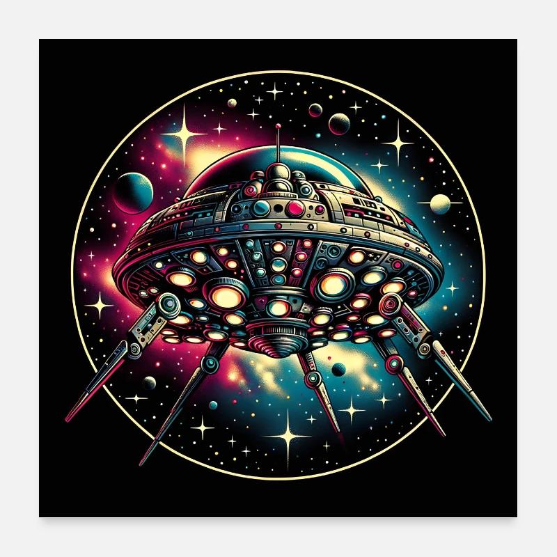 Fantastique vaisseau spatial araignée dans l’espace Poster 60 x 60 cm