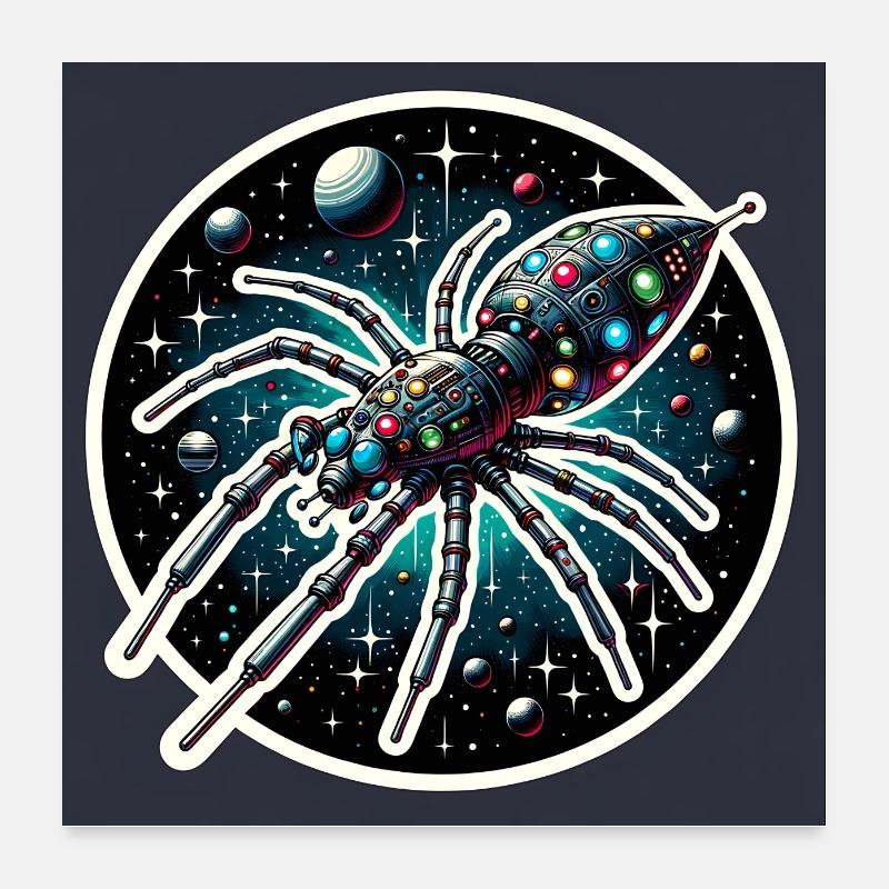 Fantastique vaisseau spatial araignée dans l’espace Poster 60 x 60 cm