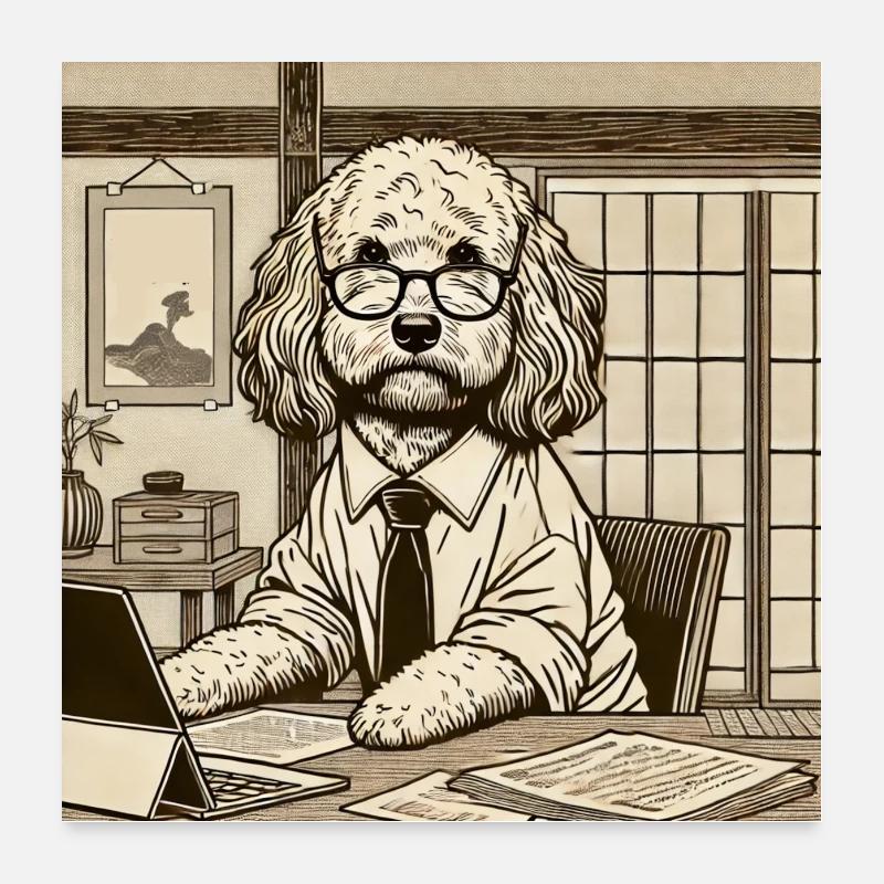 Japon Ukijo e Bureau de style Cockapoo Poster 60 x 60 cm