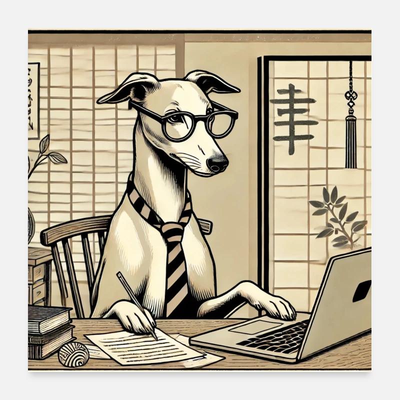 Japan Ukijo e Style Bureau Greyhound Poster 60 x 60 cm