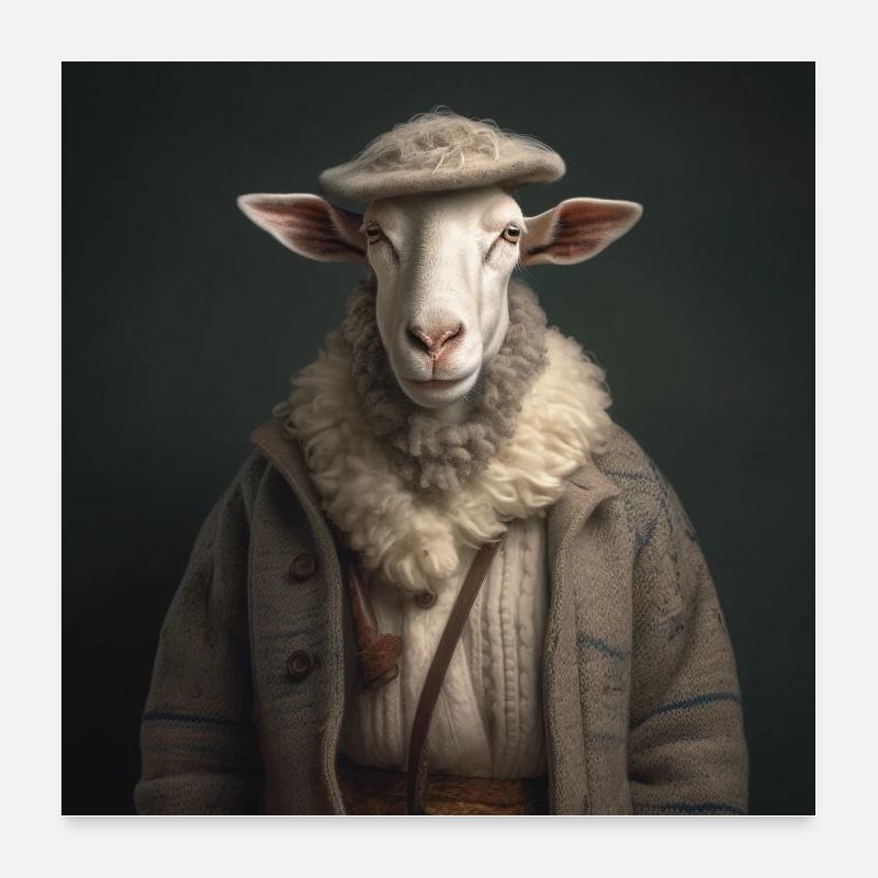 Schaf mit Wolljacke Poster 60x60 cm