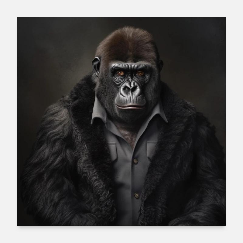 Gorilla with fur jacket Poster 24" x 24" (60x60 cm)