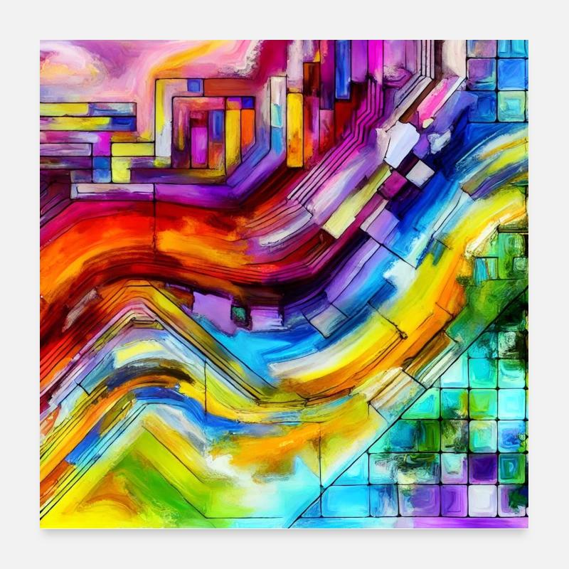 Moderne Strahlkraft - Abstraktes Gemälde Poster 60x60 cm