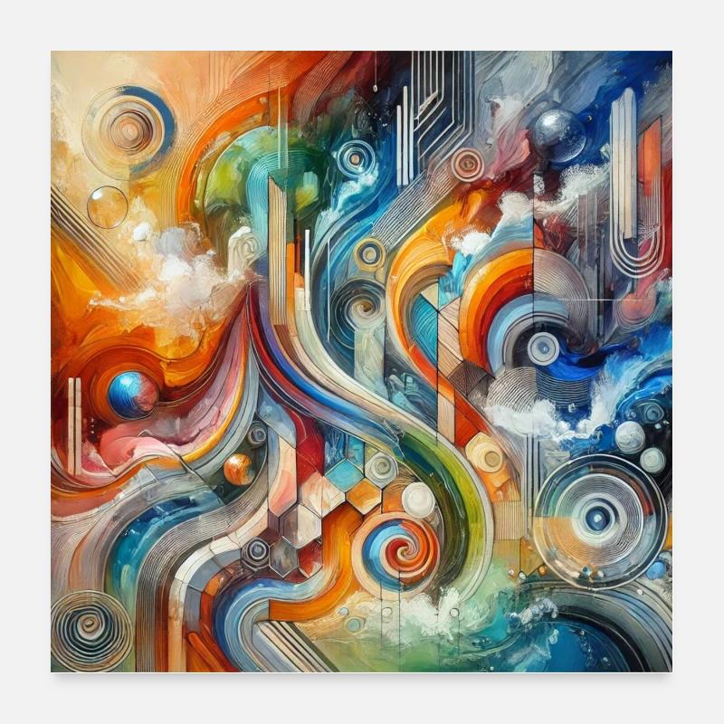 Lebhafter Fluss - Abstraktes Gemälde Poster 60x60 cm