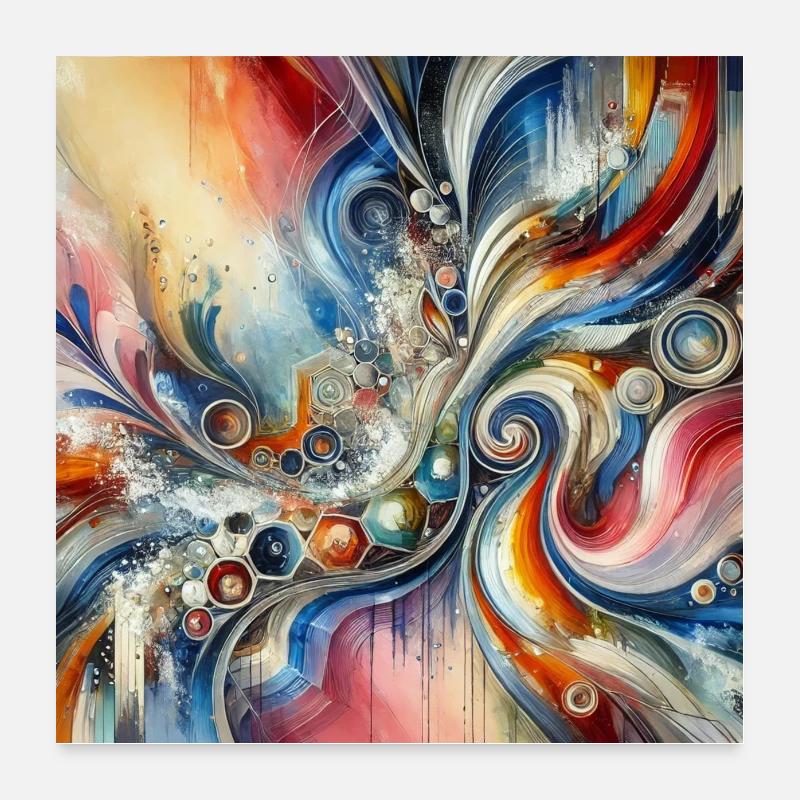 Lebendige Echos - Abstraktes Gemälde Poster 60x60 cm