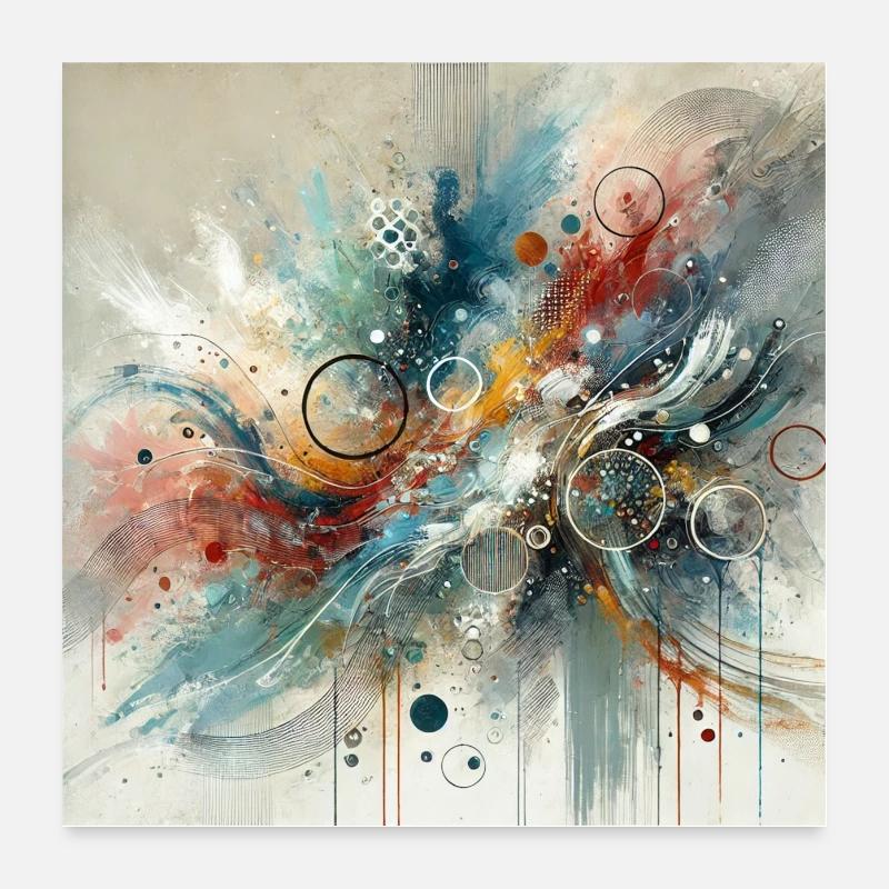 Flux dynamique - Peinture abstraite Poster 60 x 60 cm