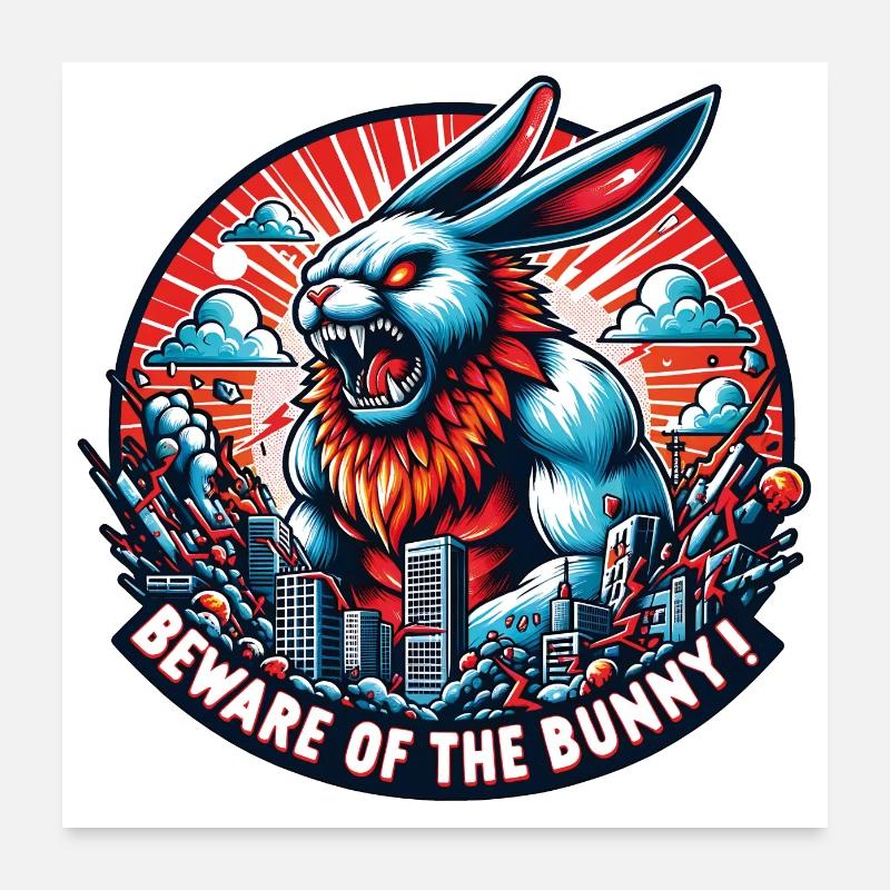 Attention à la catastrophe du lapin Poster 60 x 60 cm