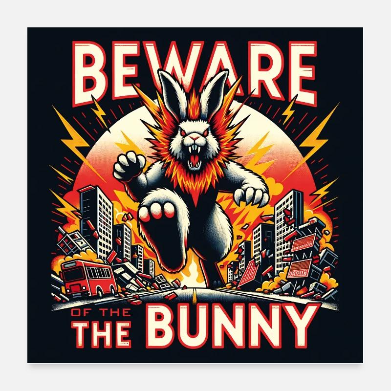 Beware of the Bunny Rabbit Disaster Poster 24" x 24" (60x60 cm)
