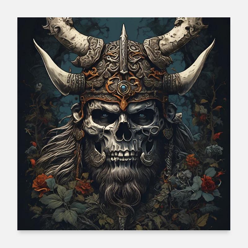 Viking Skull Face Poster 24" x 24" (60x60 cm)