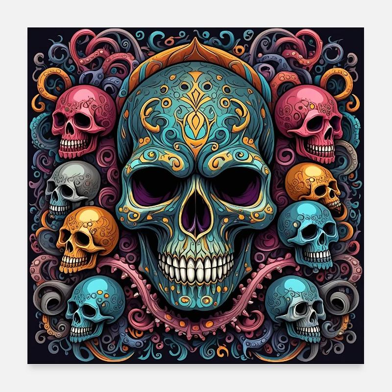 Decorative Large Skull with Small Skulls Poster 24" x 24" (60x60 cm)