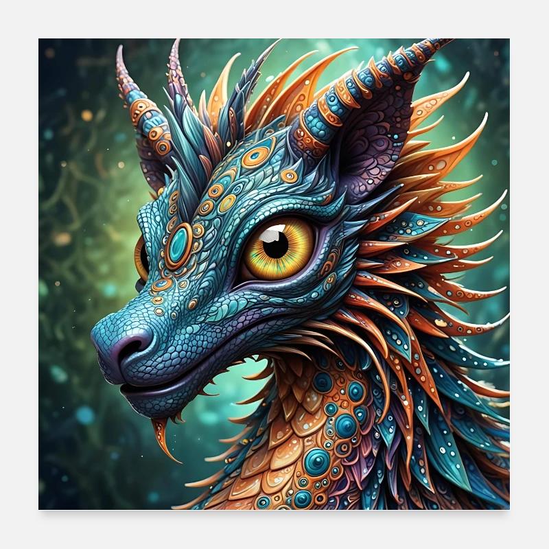 Little lovable dragon Poster 24" x 24" (60x60 cm)