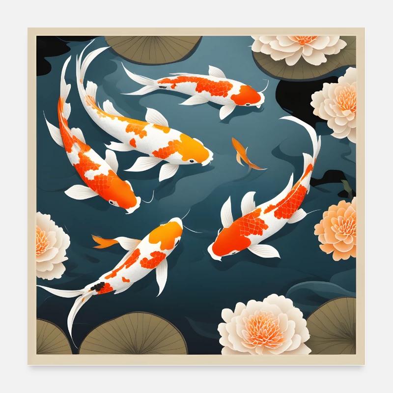 Étang de carpes koï Poster 60 x 60 cm