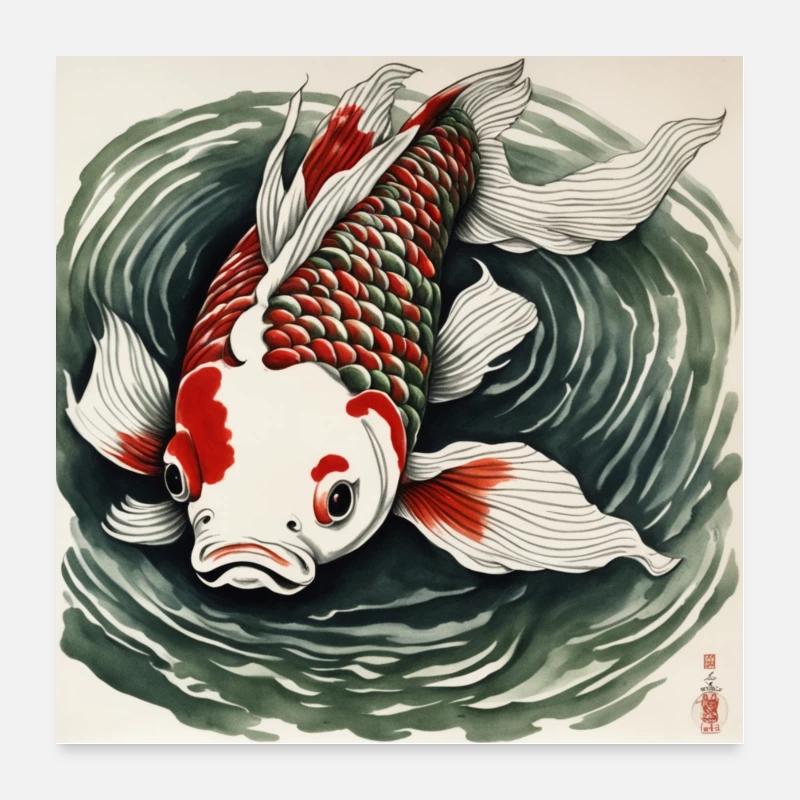 Koi 2 - Red Poster 24" x 24" (60x60 cm)