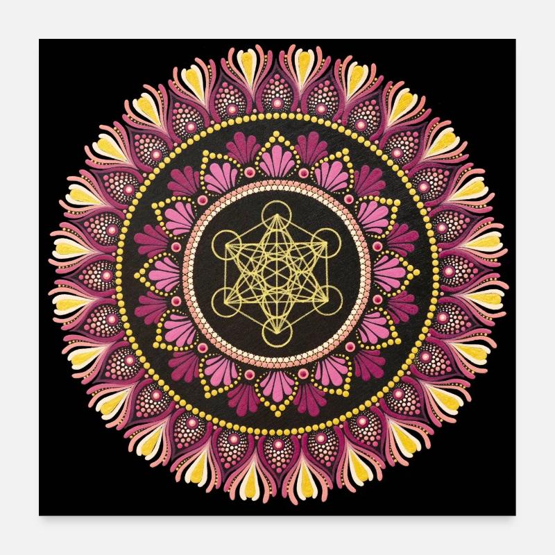 Métatron rose | Géométrie sacrée | Dot Art Poster 60 x 60 cm