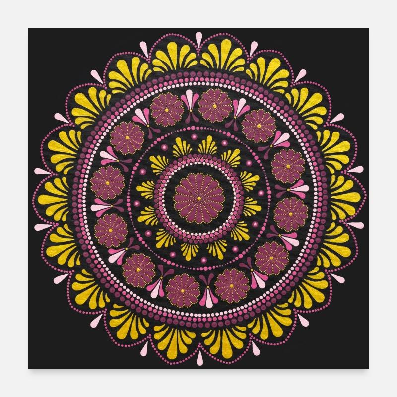 Gold Mandala | Sacred Geometry | Dot Art Poster 24" x 24" (60x60 cm)