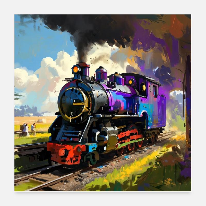 Nostalgie qualmende Dampflokomotive Poster 60x60 cm