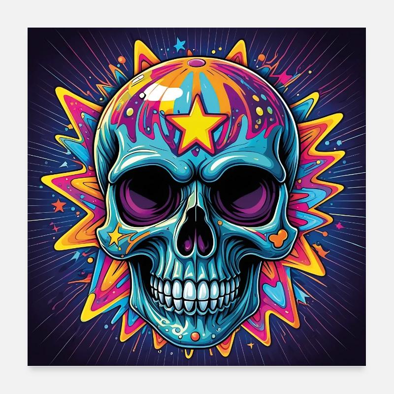 Brightly Colored Skull Poster 24" x 24" (60x60 cm)
