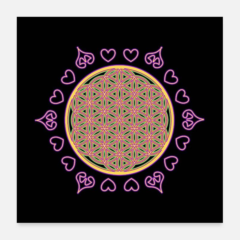 Lebensblume - Poster 60x60 cm - Weiß