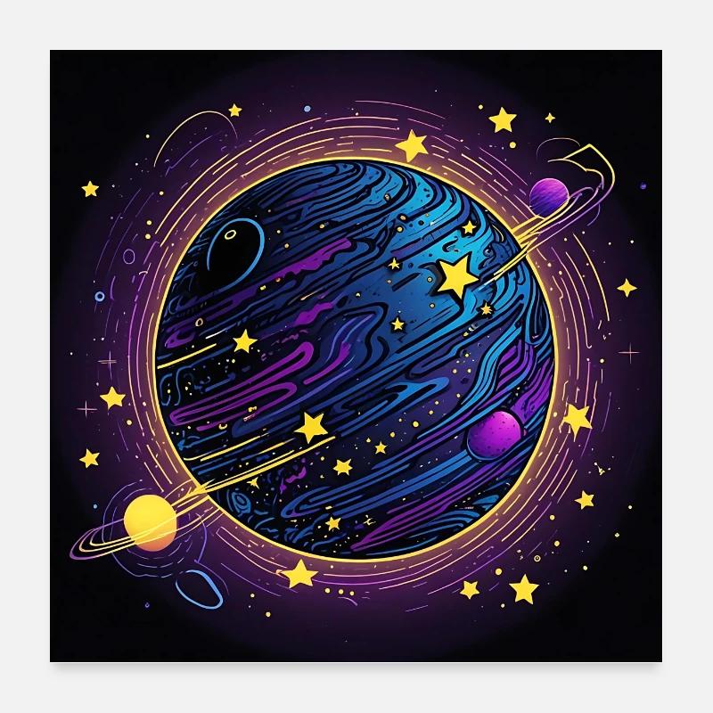 Planets and celestial bodies, stars and comets Poster 24" x 24" (60x60 cm)