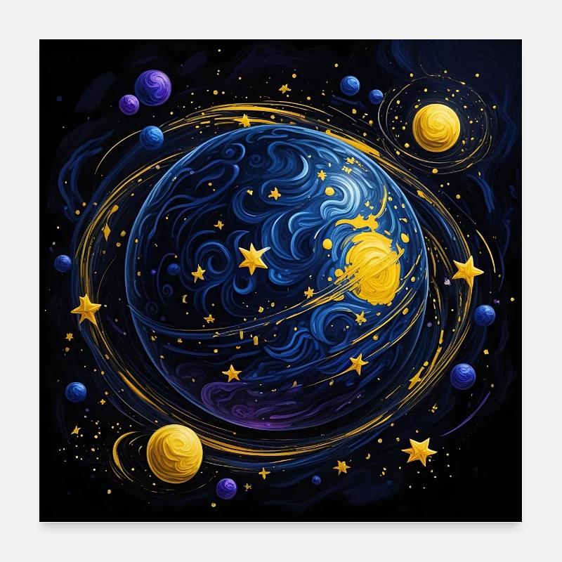 Planets and celestial bodies, stars and comets Poster 24" x 24" (60x60 cm)