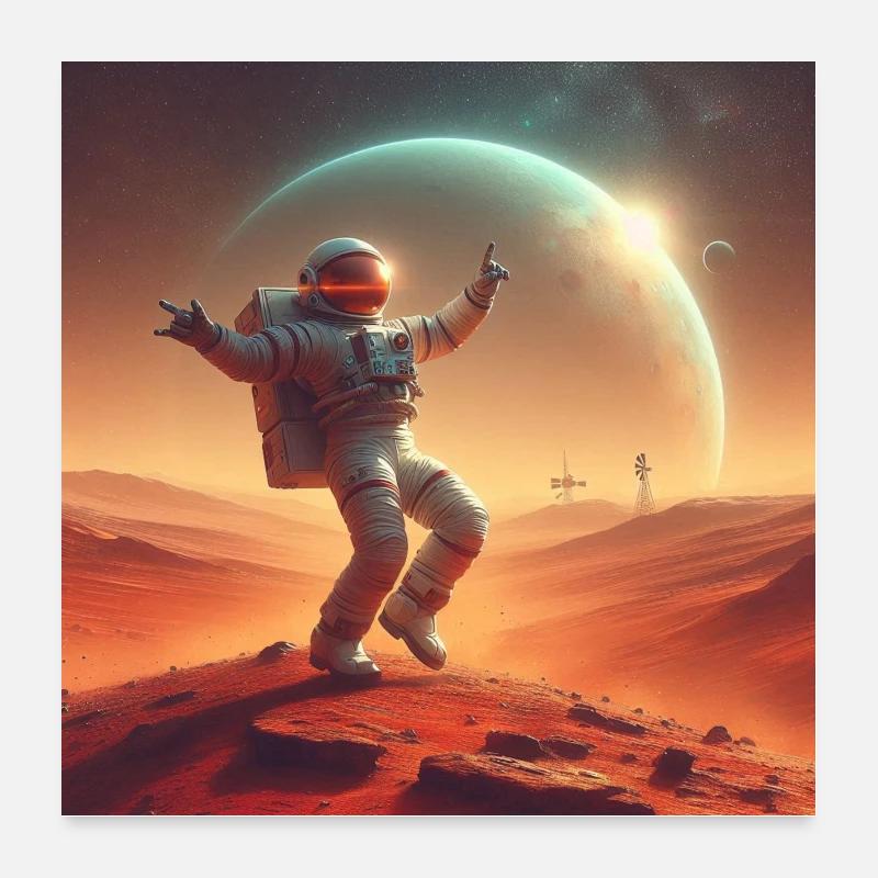 Astronaute dansant sur Mars Poster 60 x 60 cm