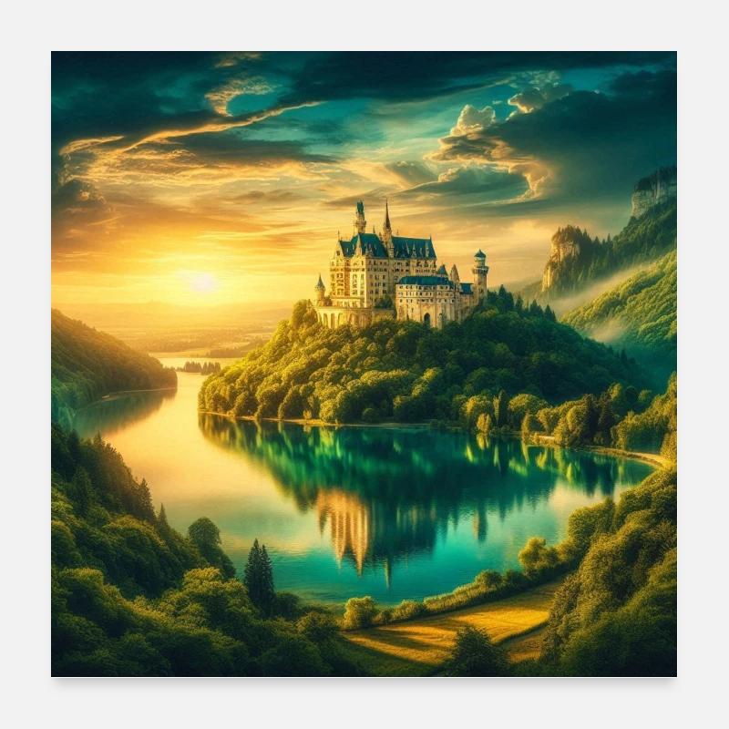 Märchenschloss am See 2 Poster 60x60 cm