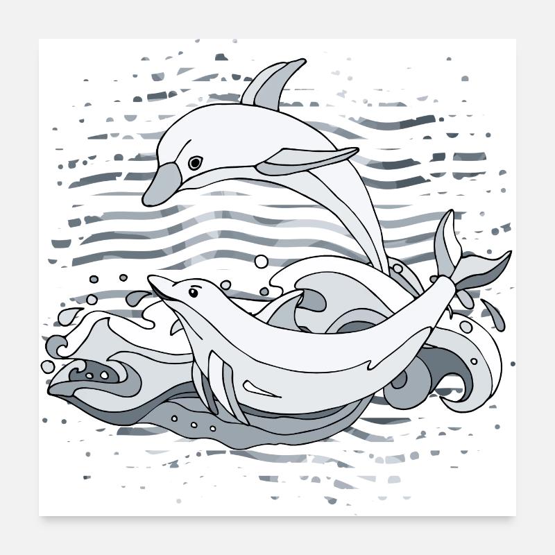 Dolphins Poster 24" x 24" (60x60 cm)