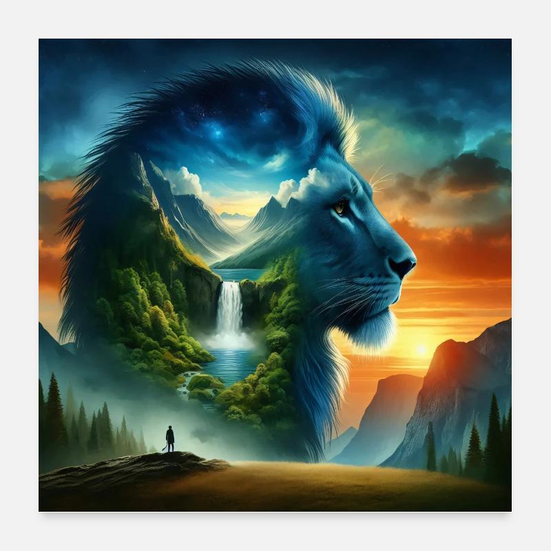 Lion du paysage 2 Poster 60 x 60 cm