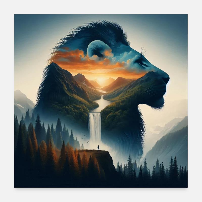 Löwe der Landschaft Poster 60x60 cm